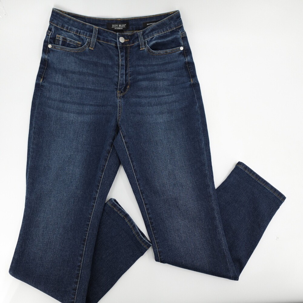 Judy Blue Jeans Womens 9 Blue Boyfriend Dark Wash Stretch Cotton Denim LA